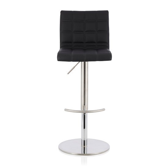 Jorden Bar Stool In Black Faux Leather And Stainless Steel Base