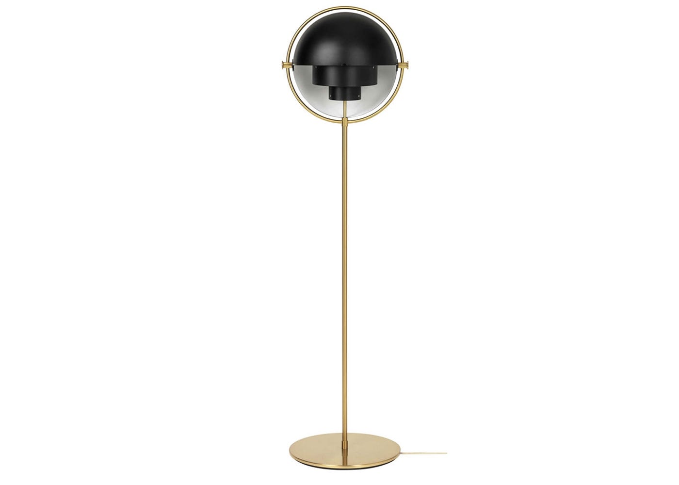 Gubi Multilite Floorlight Brass Base Black Shade