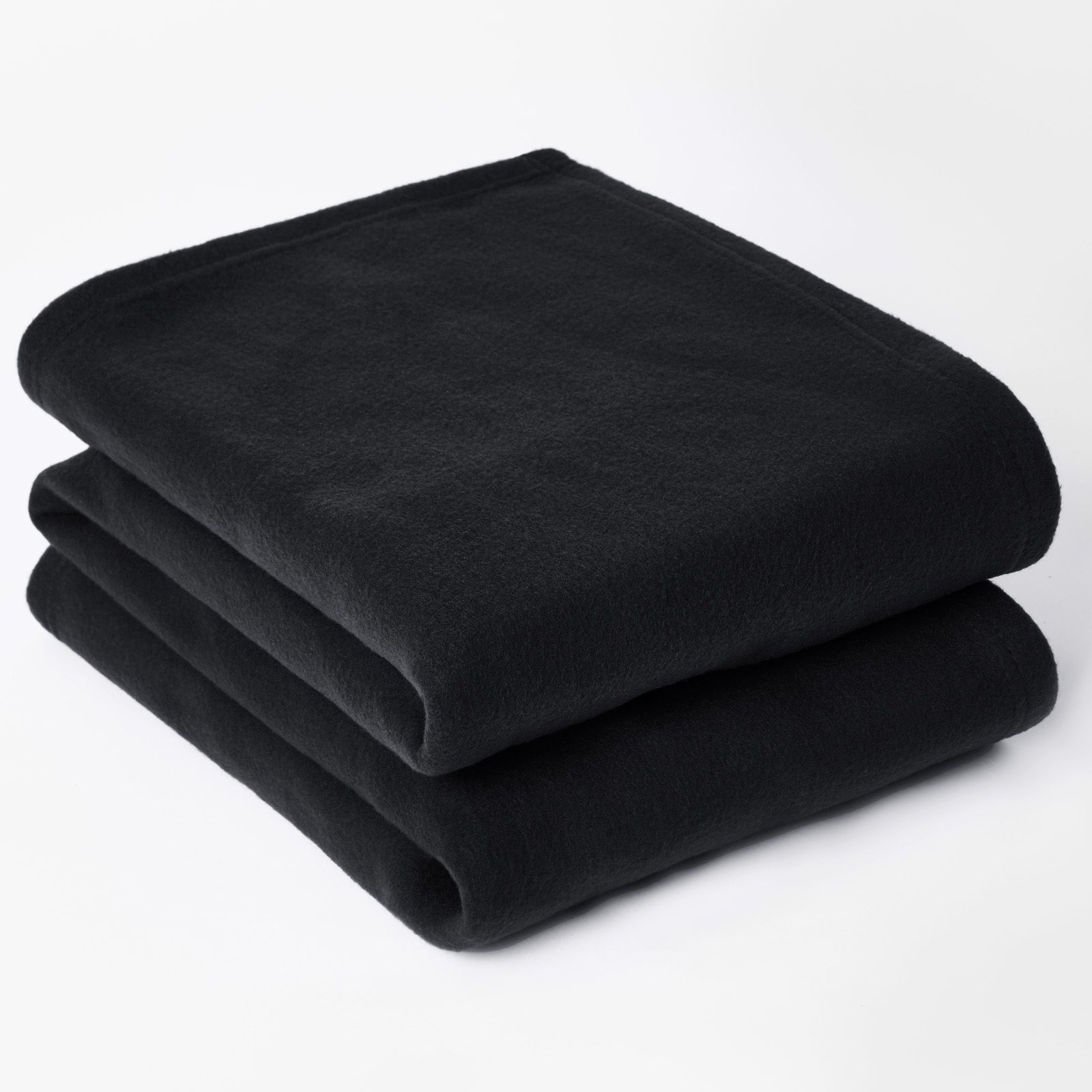 OHS Wholesale 10 Pack Plain Fleece Blanket Sofa Throw Joblot in True Black