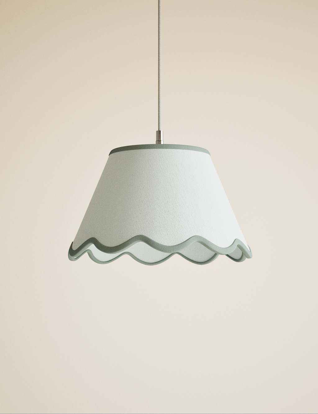 M&S Large Scallop Trim Lamp Shade Sage