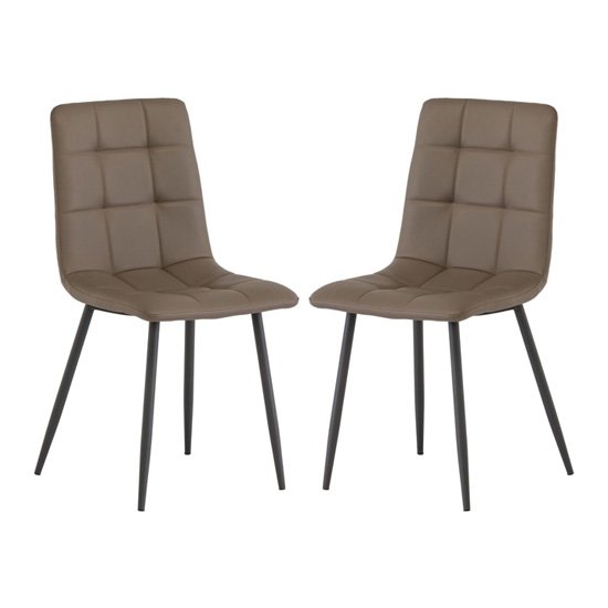 Virgo Taupe Faux Leather Dining Chair In Pair