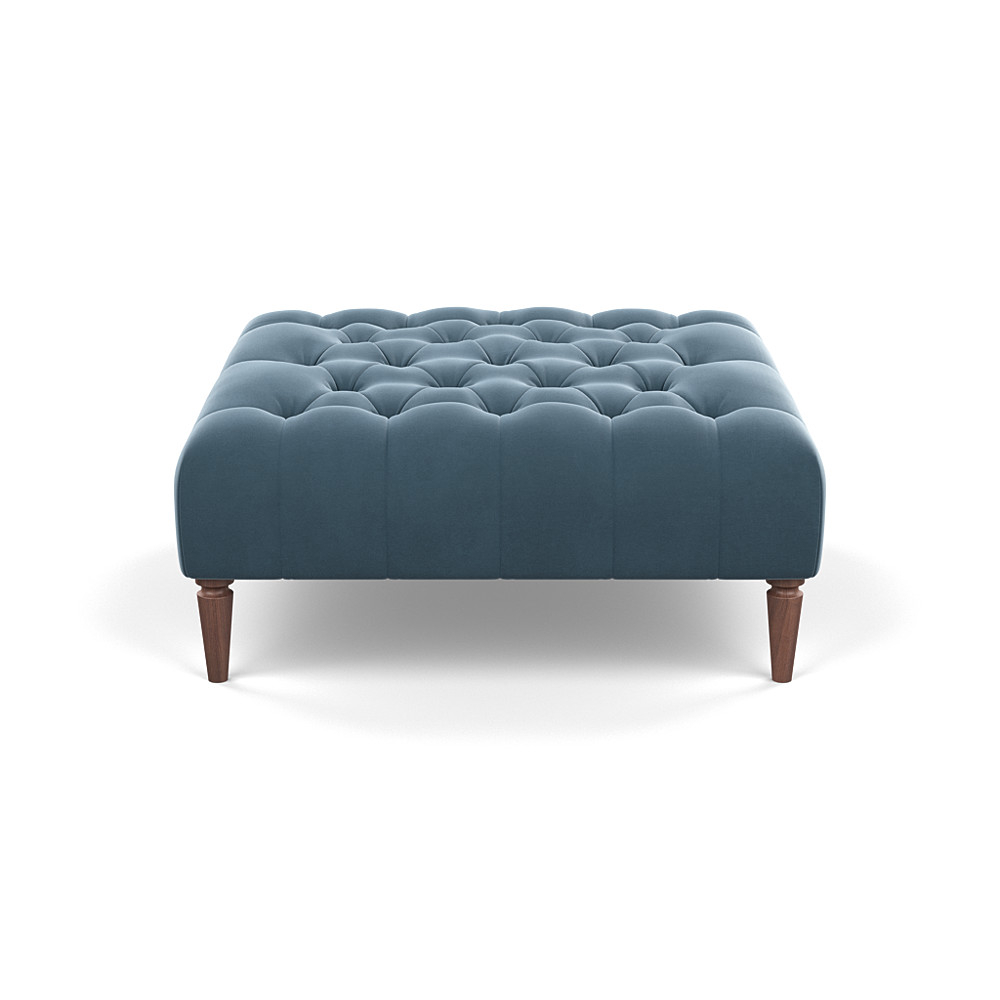 Heal's Balmoral Ottoman Smart Velvet Smoke Walnut