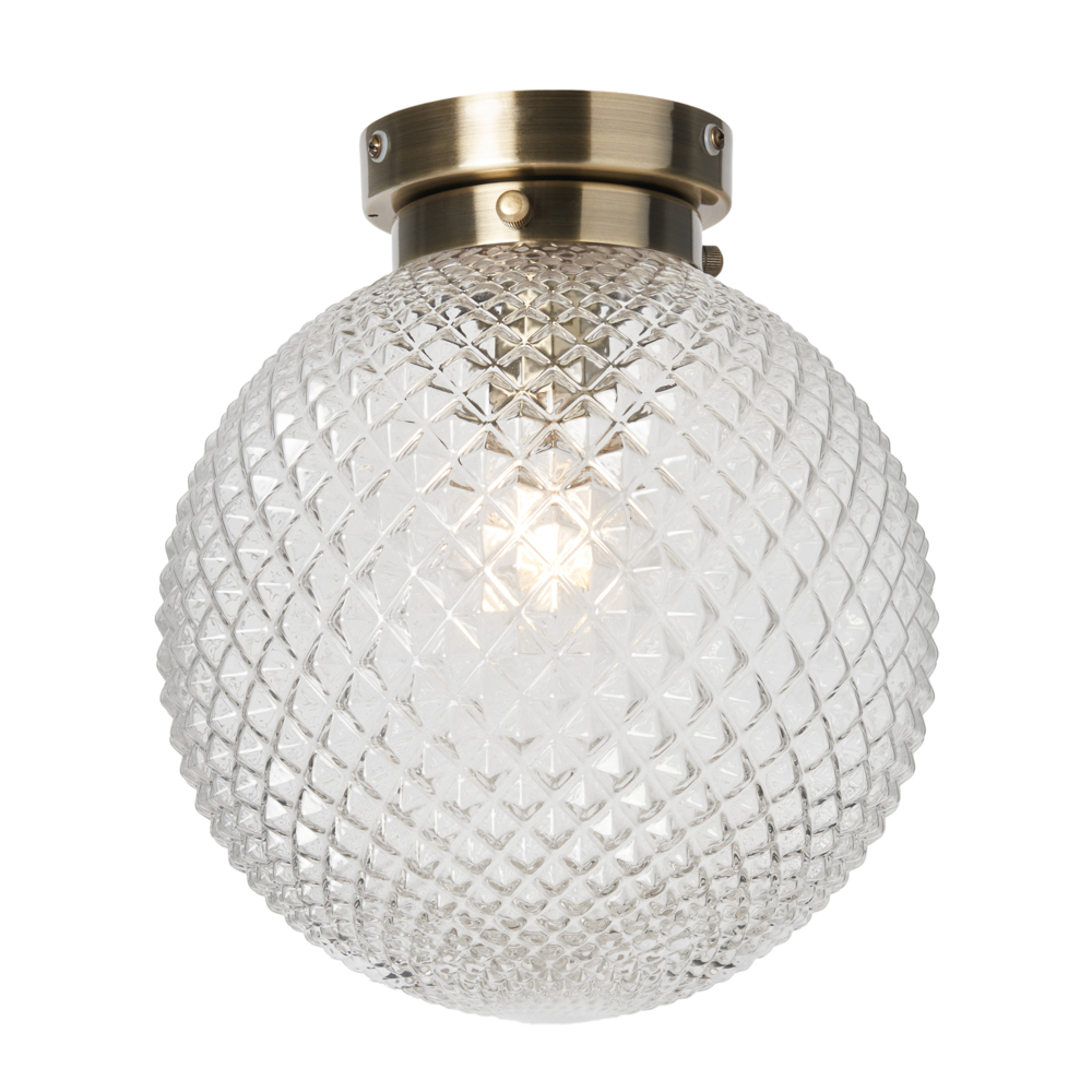 Diana Bathroom Flush Ceiling Light, Antique Brass