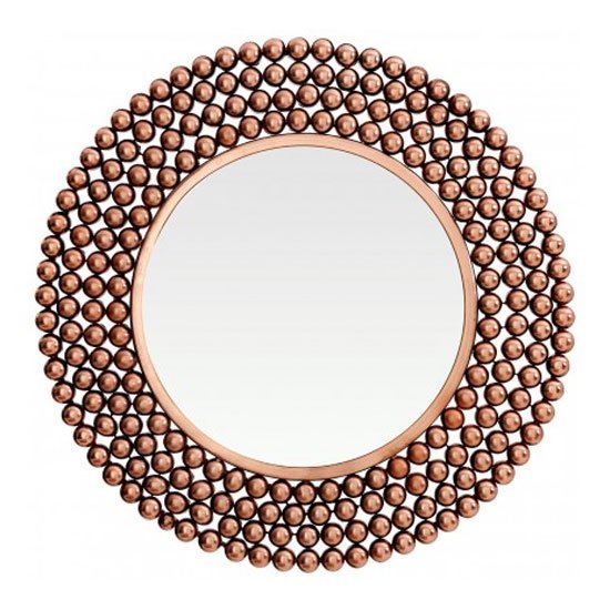 Templars Beaded Effect Wall Bedroom Mirror In Copper Frame