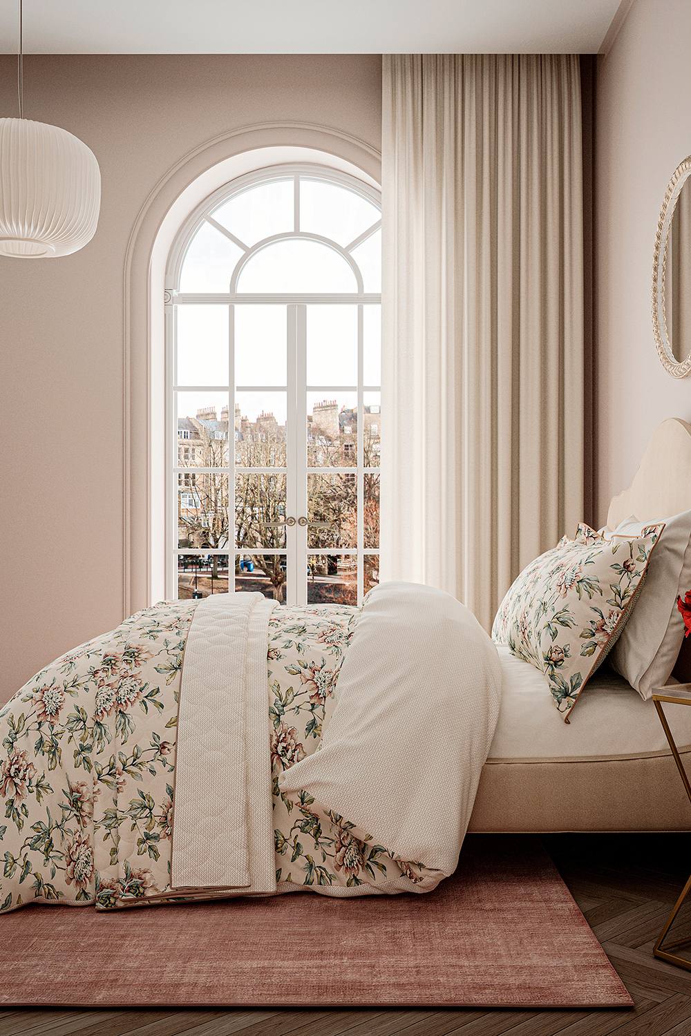 V&A 'Peony Blossom' Cotton Duvet Cover Set in Light Pink