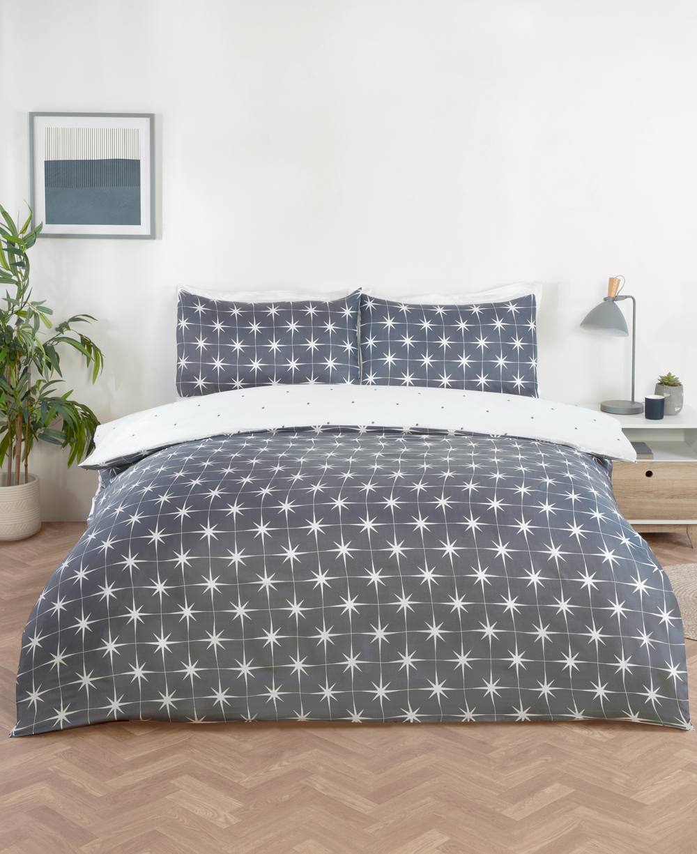 Rapport Home Northern Stars Microfibre Complete Duvet Set with Pillowcase in Grey
