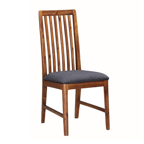 Trimble Dining Chair In Rich Acacia With Grey Fabric Seat