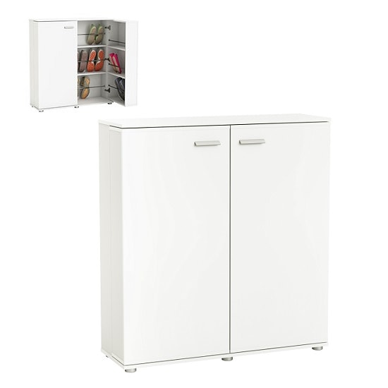 Gabriella Wooden Shoe Cabinet In Pearl White With 2 Doors