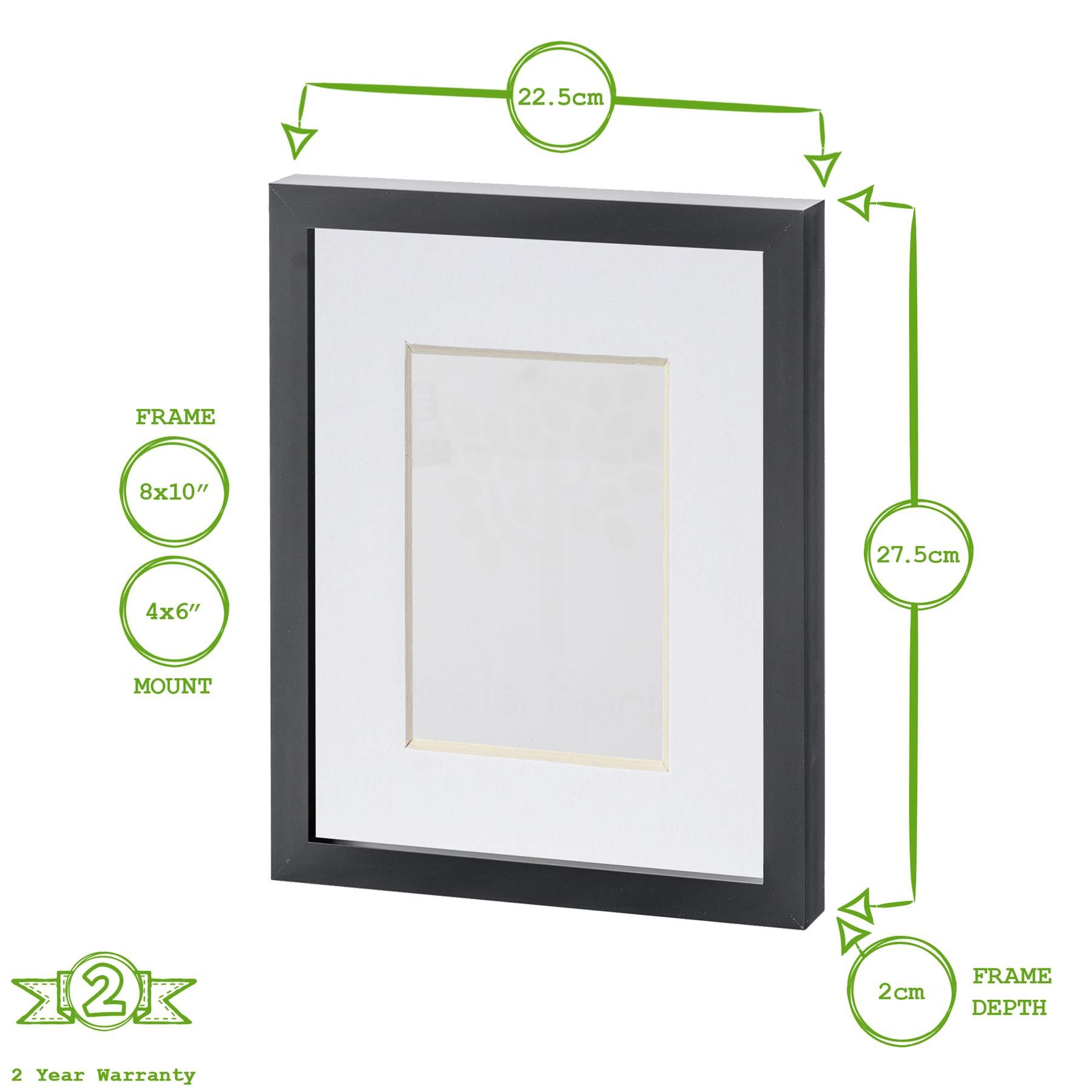 Nicola Spring Photo Frames with 4" x 6" Mount - 8" x 10" - White Mount - Pack of 2 in Black 3