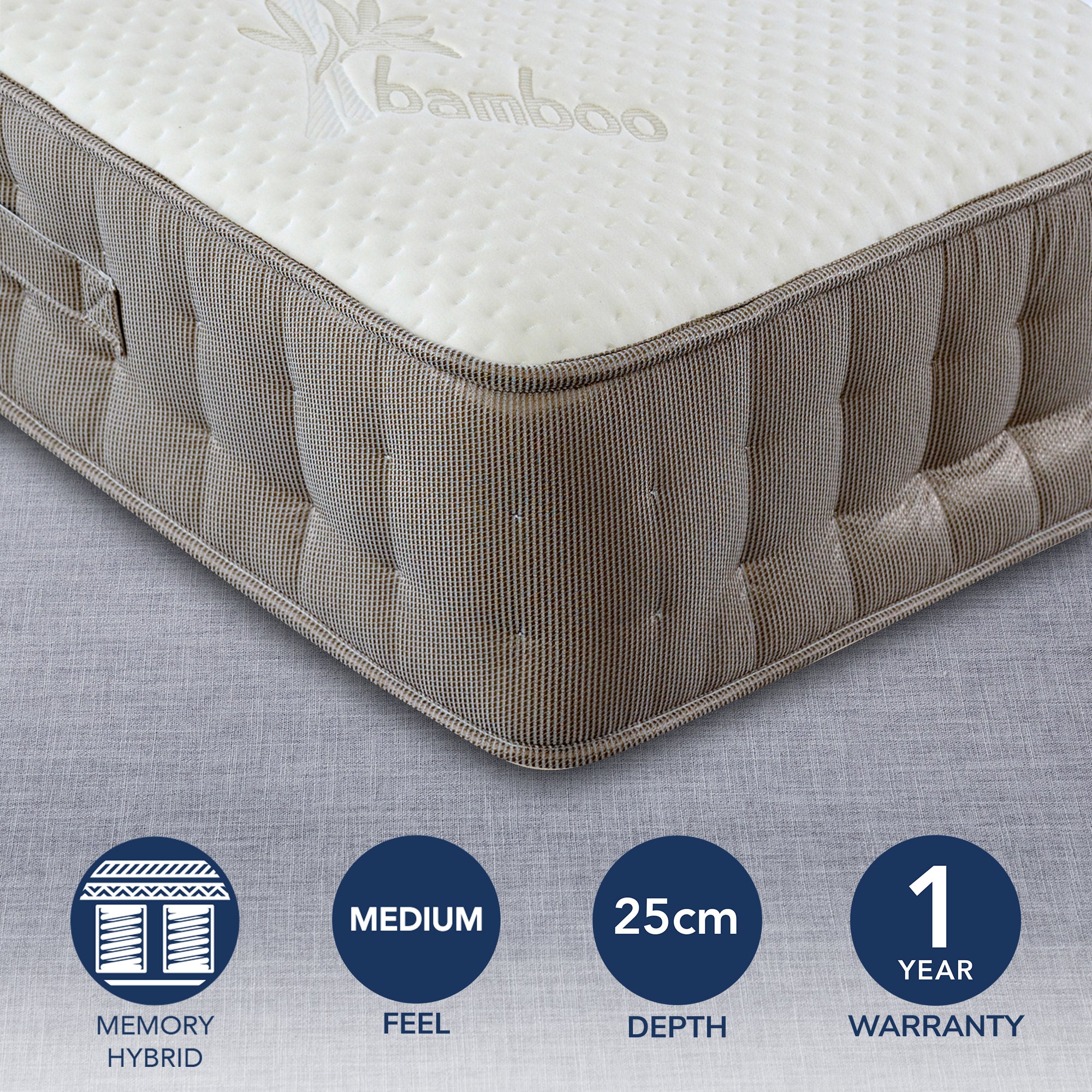 Bedmaster Medium Bamboo Vitality 2000 Mattress White