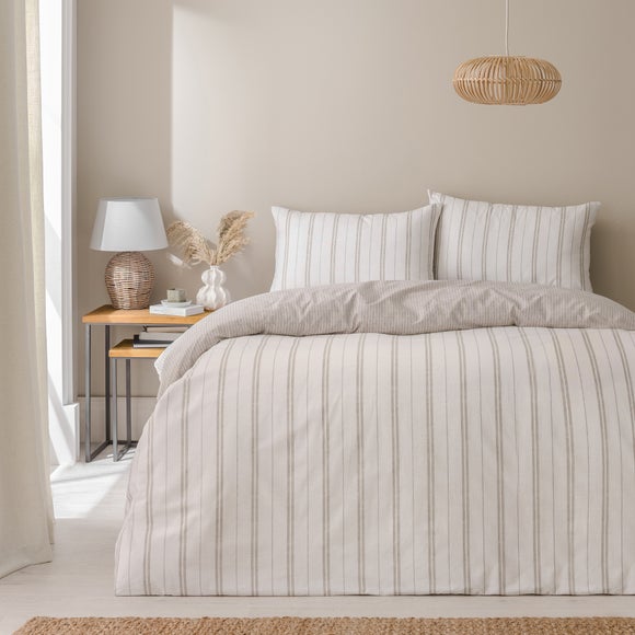 Pia Slub Stripe 100% Cotton Duvet Cover & Pillowcase Set