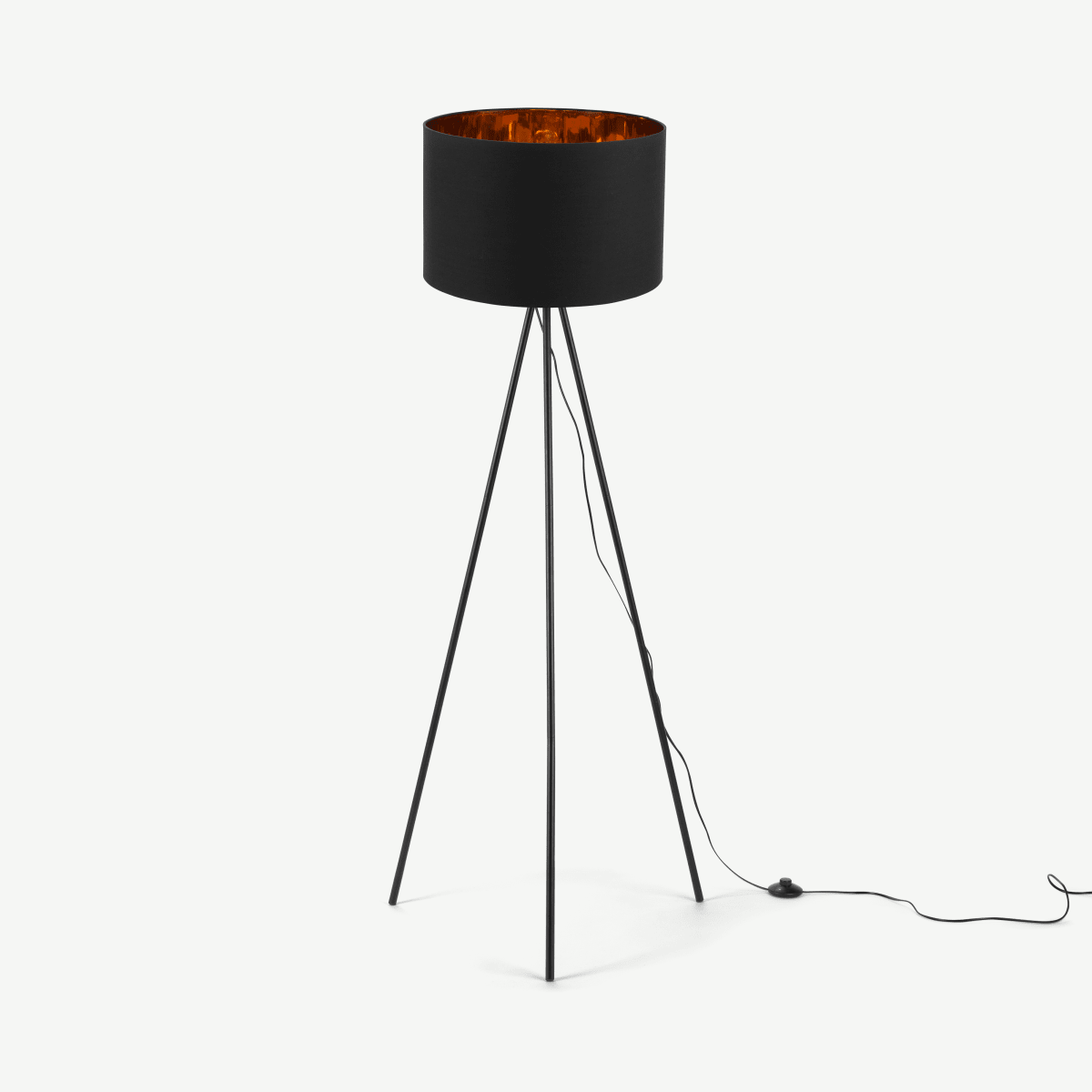 Tris Tripod Floor Lamp, Matt Black and Copper