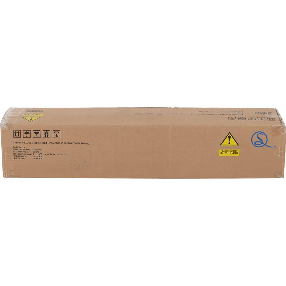 Seconique Yasmin 4' Small Double Roll-Up Mattress 18cm (Bonnel Spring) in White 3