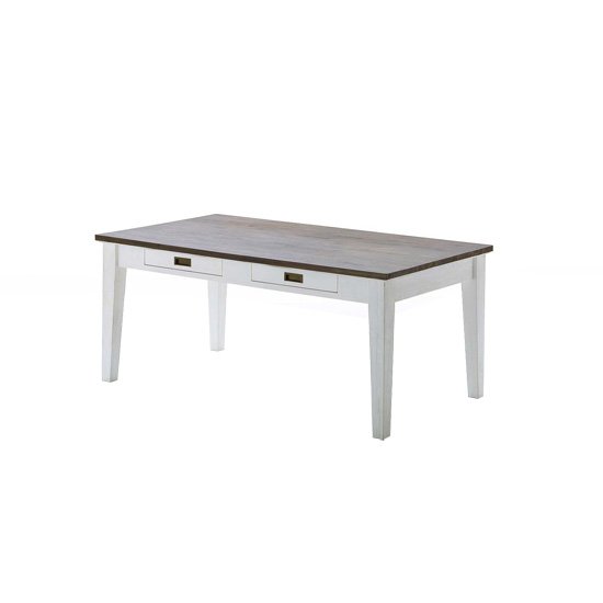 Gomera Dining Table In White Acacia 2 Drawers