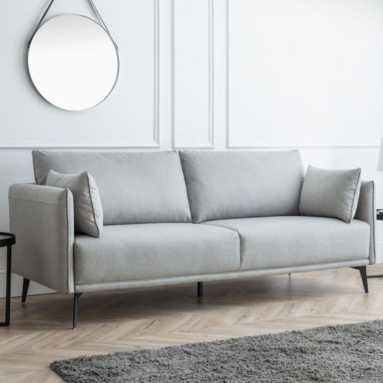 Rohnerville Fabric 3 Seater Sofa In Platinum Wool Effect
