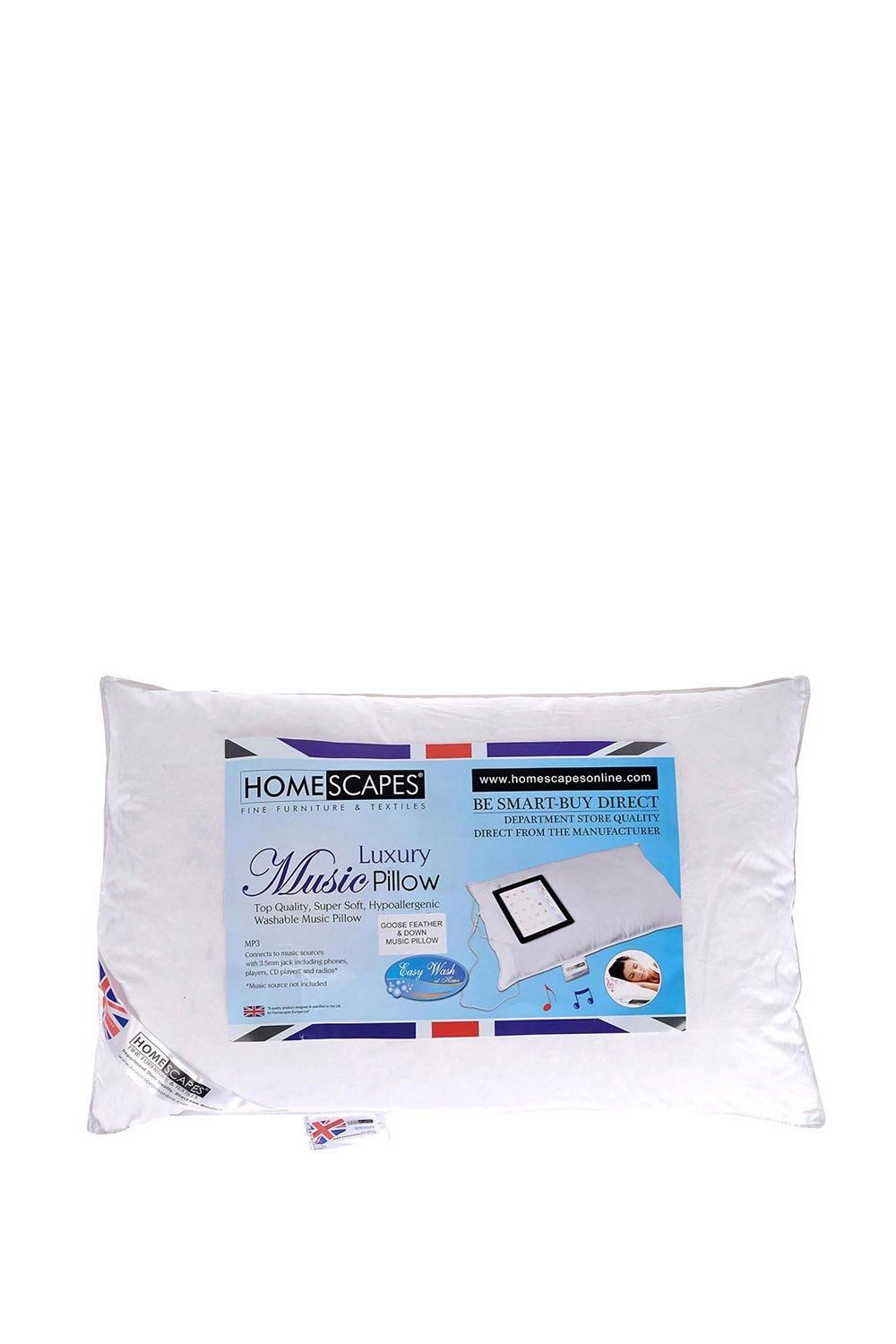 Homescapes Goose Feather & Down Music Pillow in White