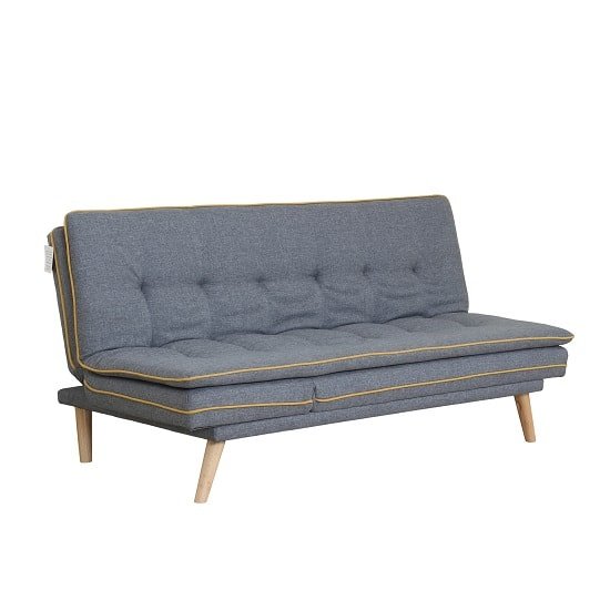 Candy Contemporary Sofa Bed In Grey Fabric With Wooden Legs
