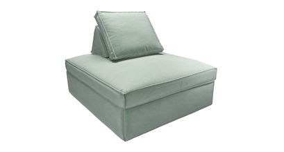 Harry Large Pouffe with bolster cushion in Sage Smart Velvet - sofa.com