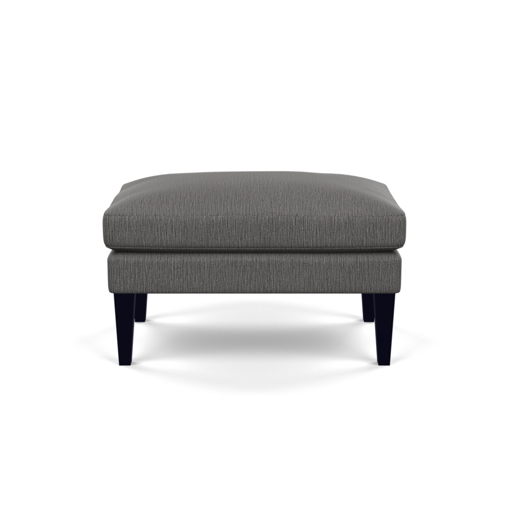 Heal's Wallis Ottoman Smart Linen Mix Grey Black Feet