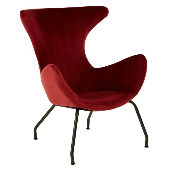 Giausar Metal Legs Chair In Red Fabric