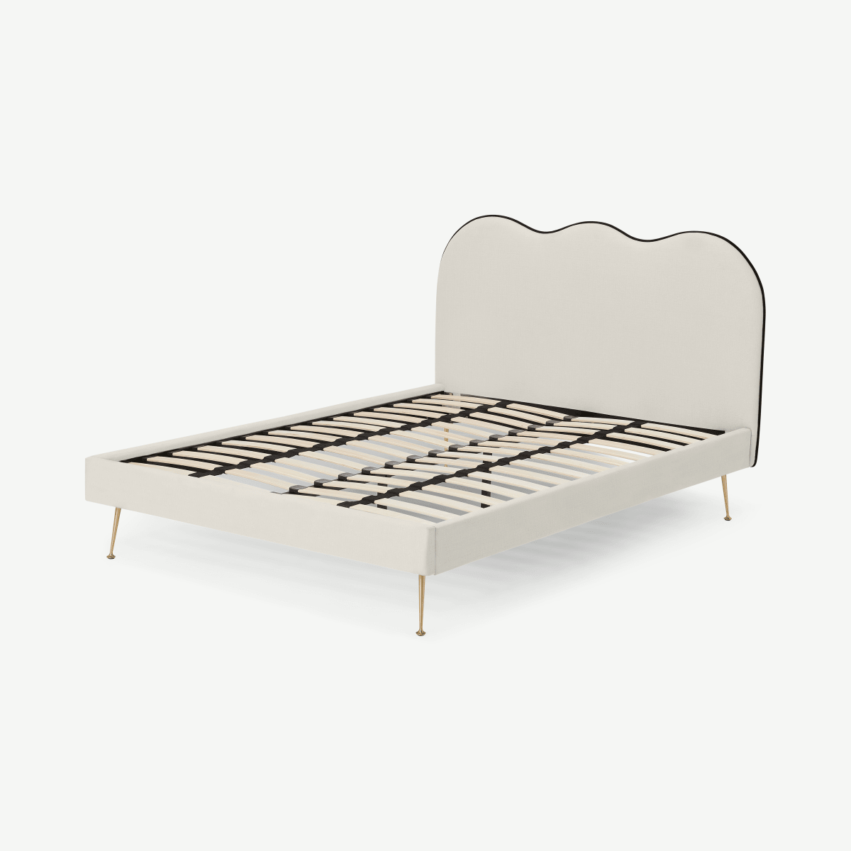 Fenella Double Bed, Oatmeal Weave & Brass