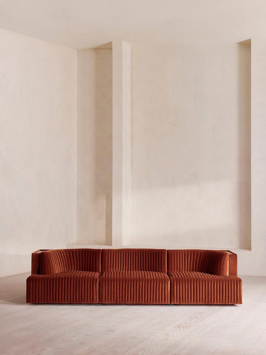 Hamish Modular Sofa, Four Seater, Velvet, Rust
