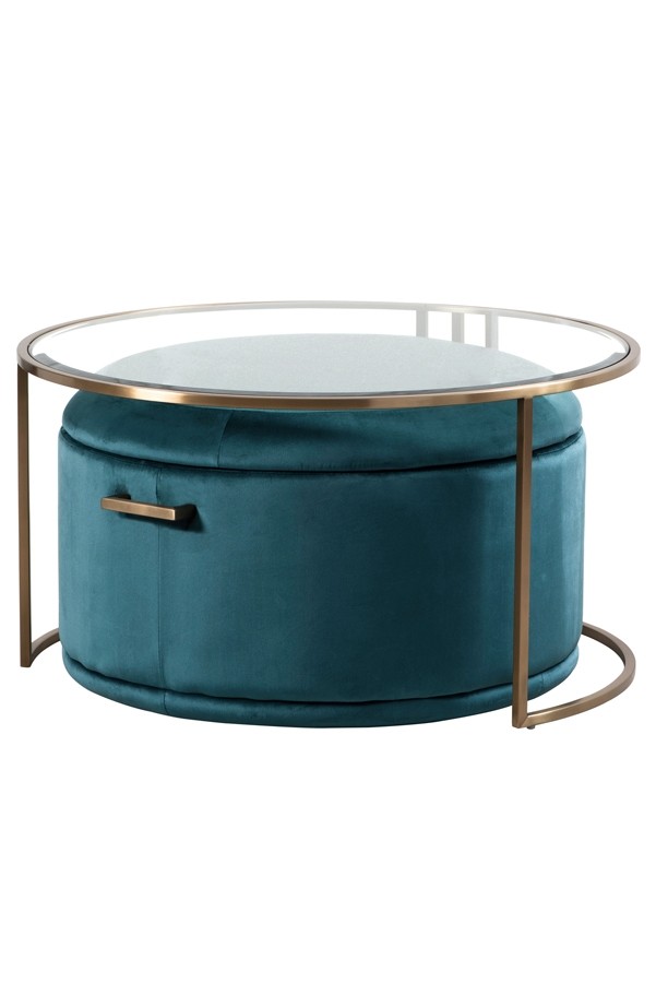 Aria Coffee Table and Storage Ottoman Peacock - Set