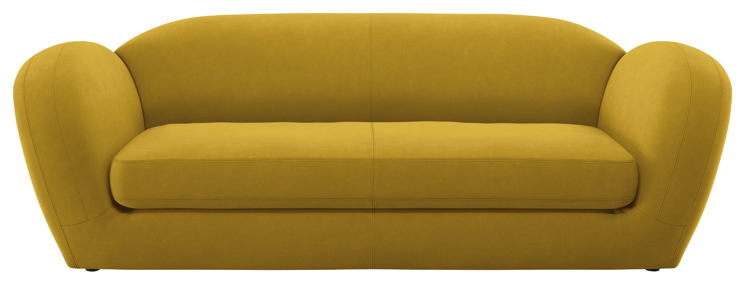 Habitat Layla 4 Seater Velvet Sofa - Yellow