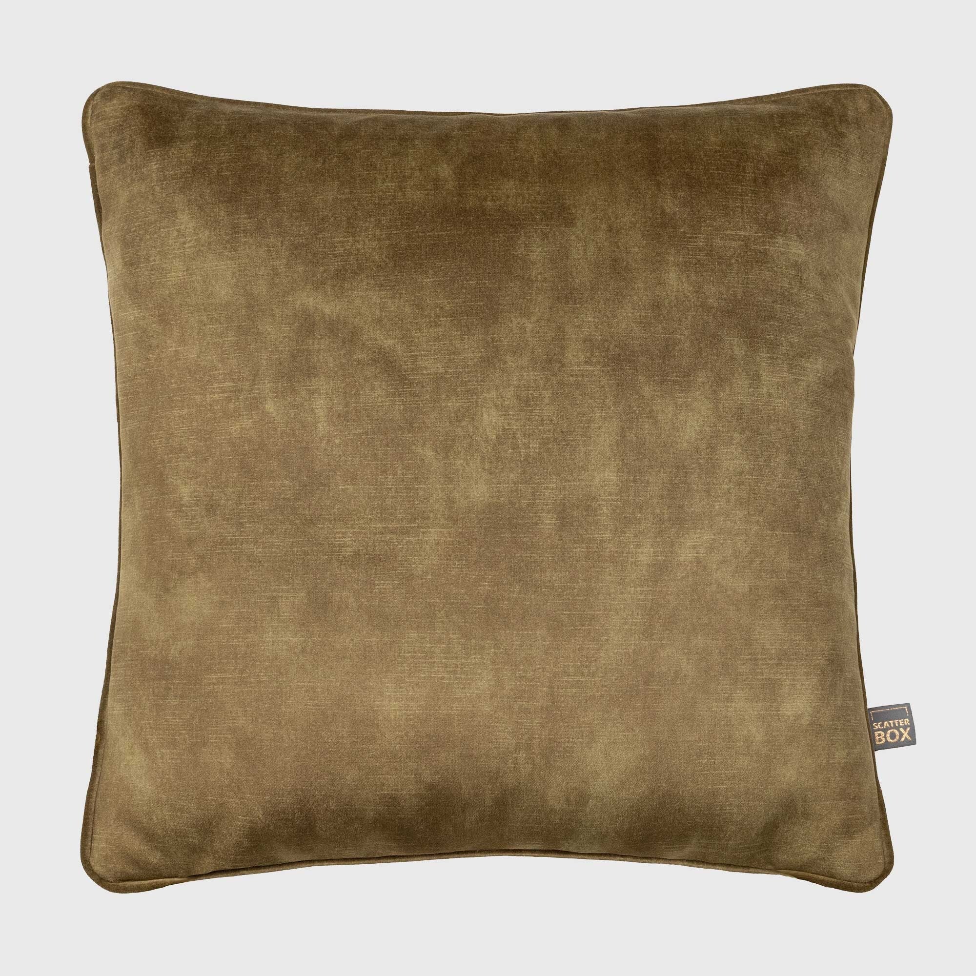 Two Tone Olive & Camel Cushion, Square, Green Polyester | Barker & Stonehouse