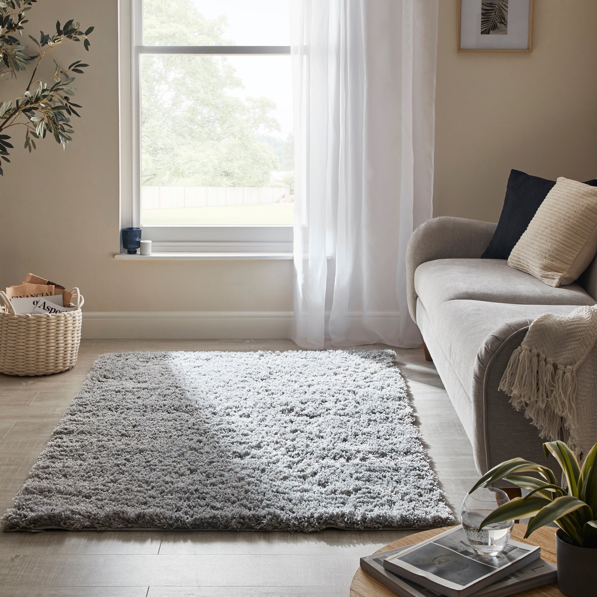 Jasper Fluffy Rug Silver