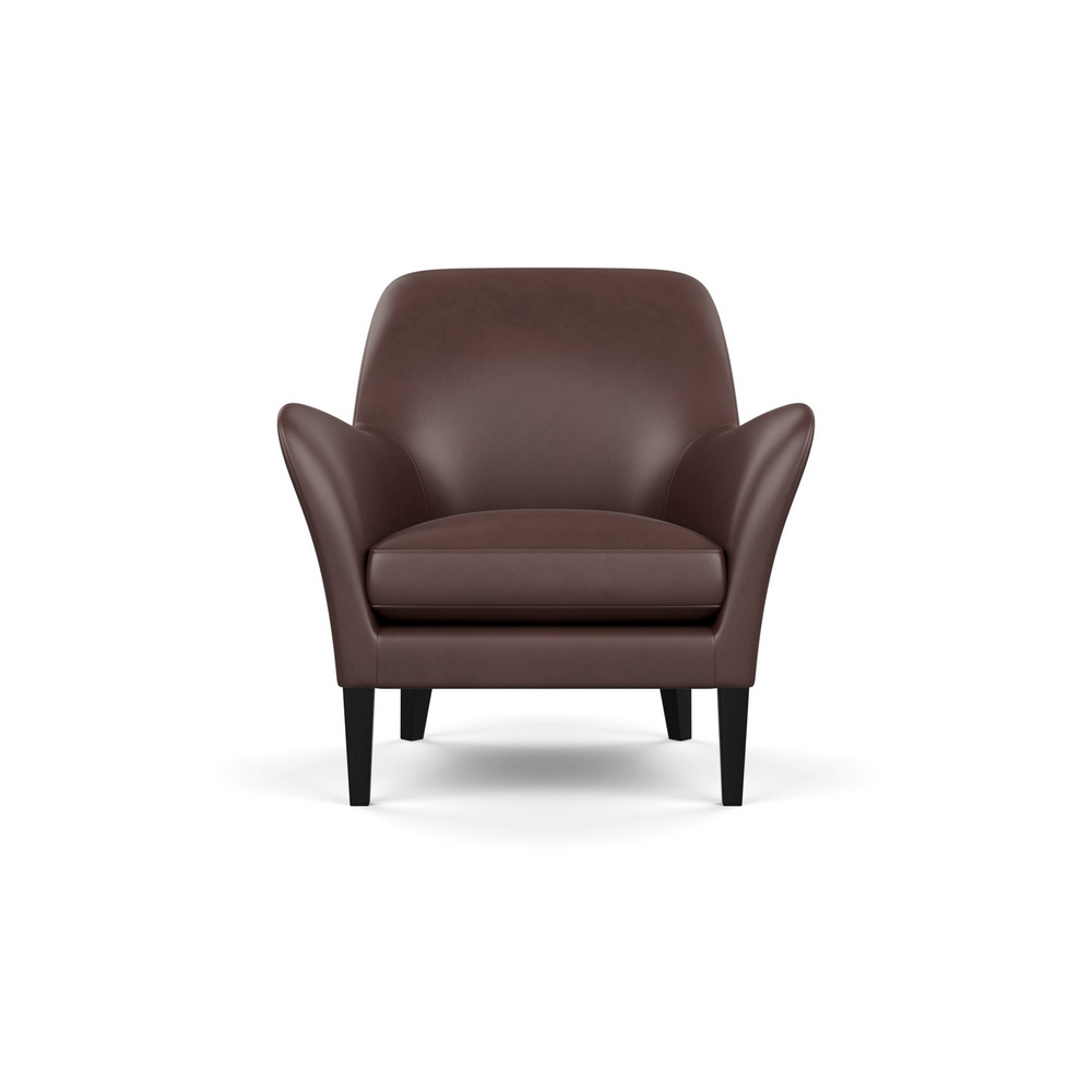 Heal's Wallis Armchair Leather Chocolate Black Feet