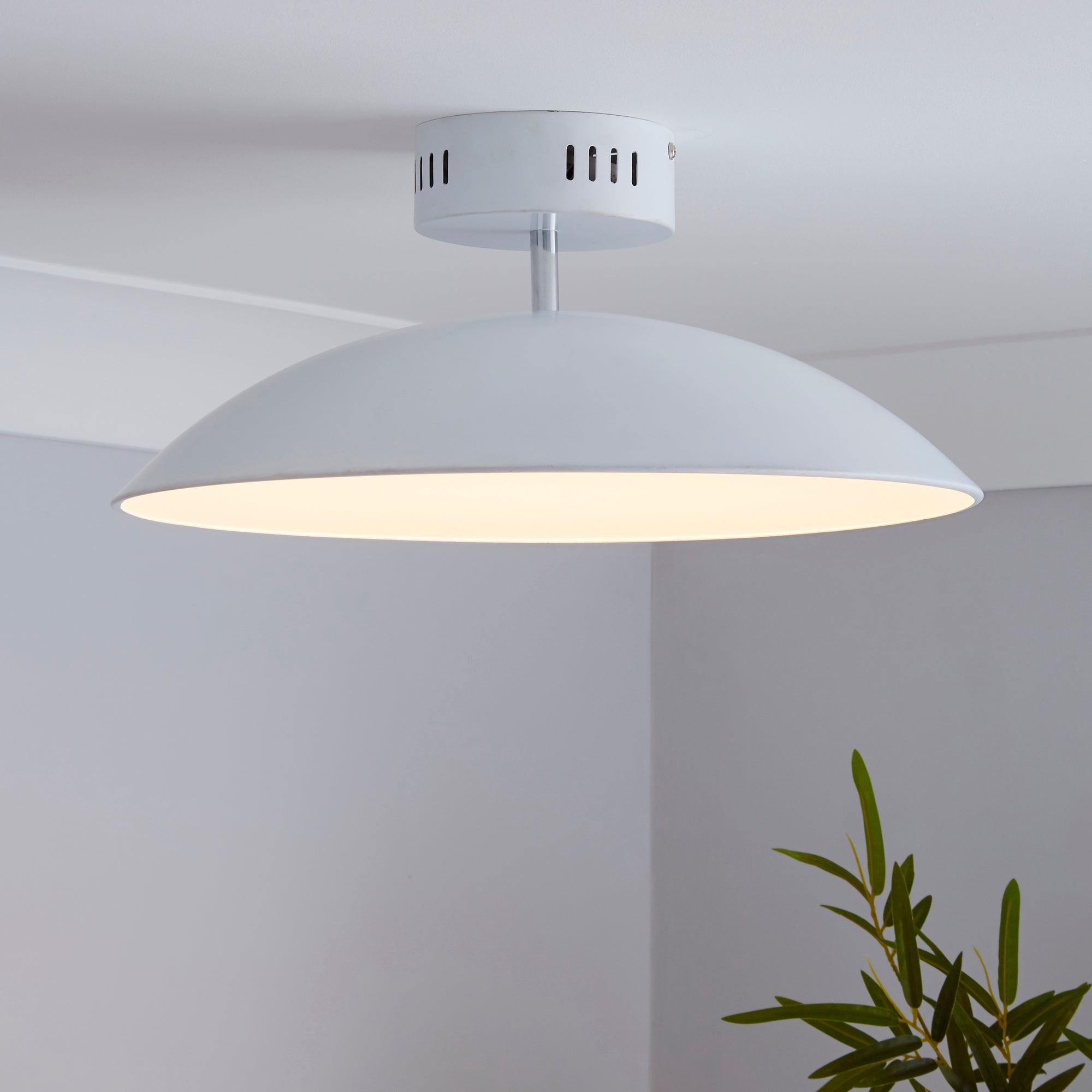 Usk White Semi-Flush Ceiling Fitting White