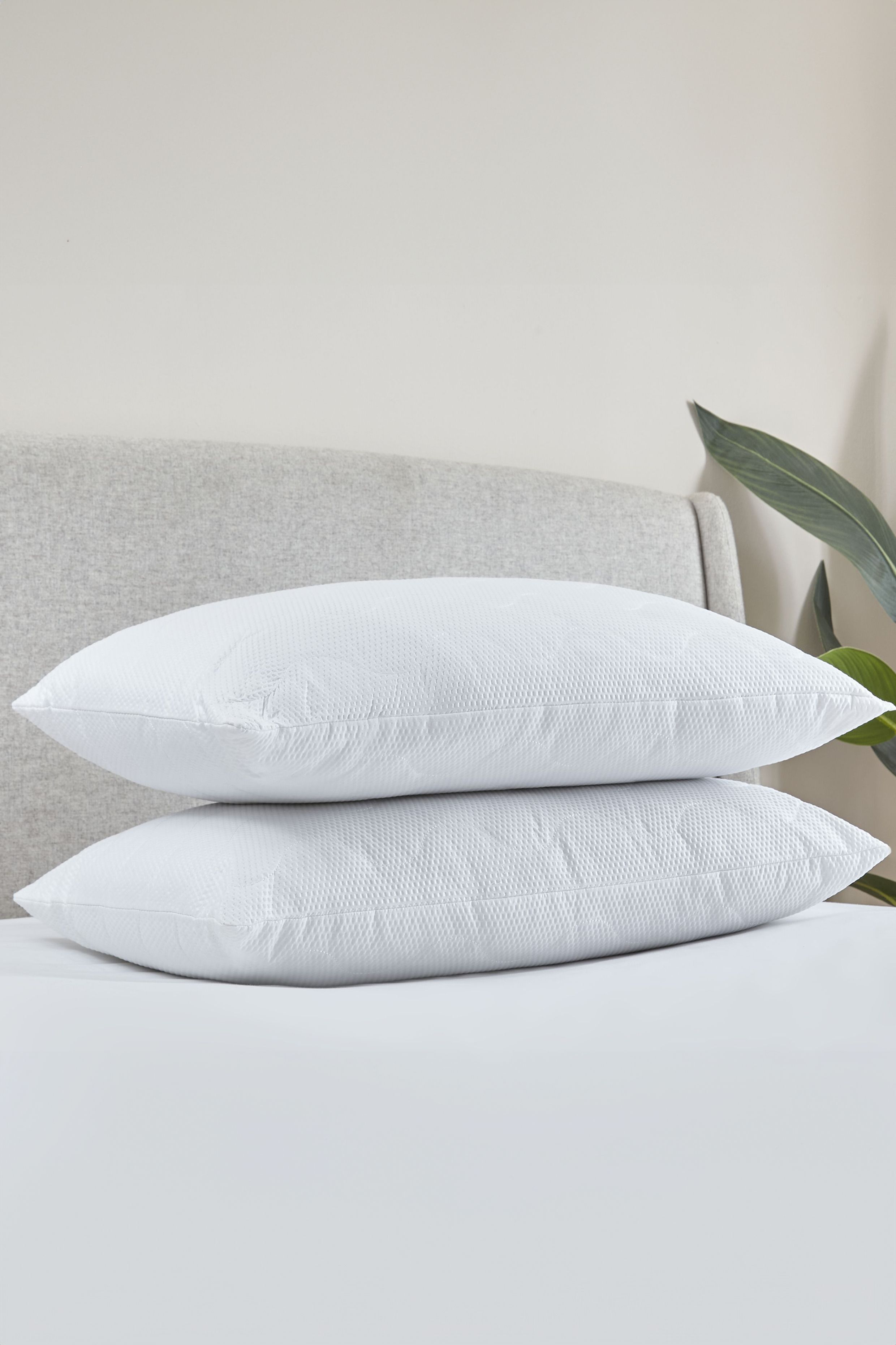 Catherine Lansfield 'Luxury Quilted Comfort' Embossed Pillow Pair in White 2