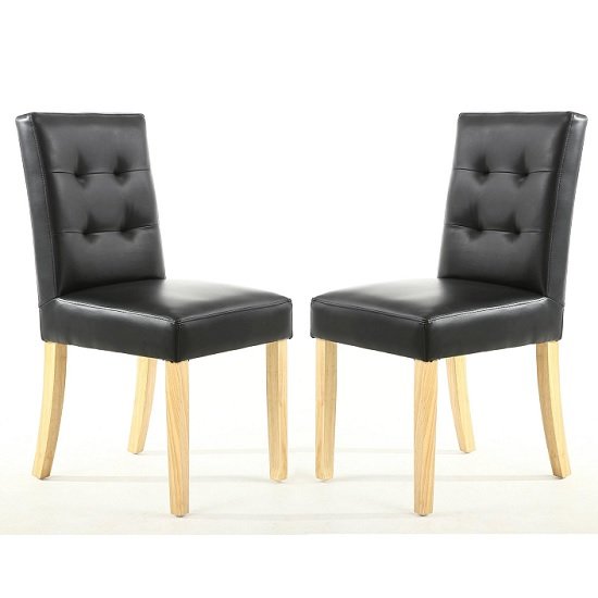 Artois Dining Chair In Black Matt Bonded Leather And Natural Leg