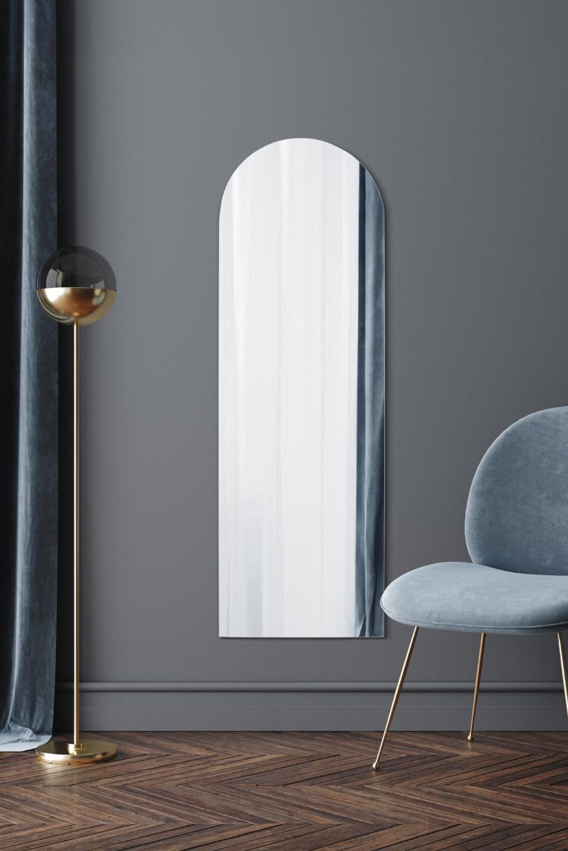 MirrorOutlet Frameless Arched Leaner/Wall Mirror 59" X 20" (150CM X 50CM) in Silver