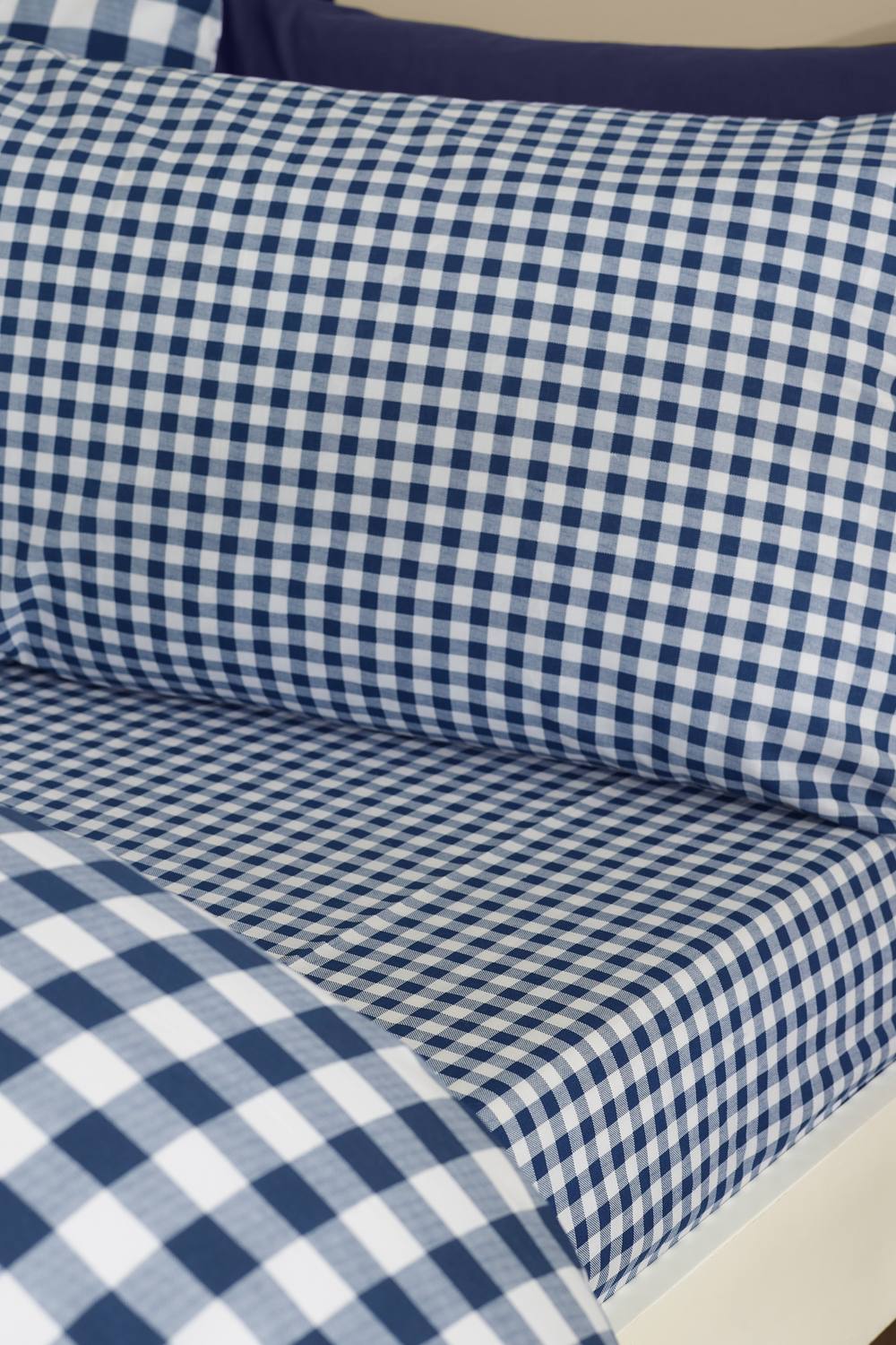 Catherine Lansfield 'Bamford Gingham Check' Fitted Sheet in Navy