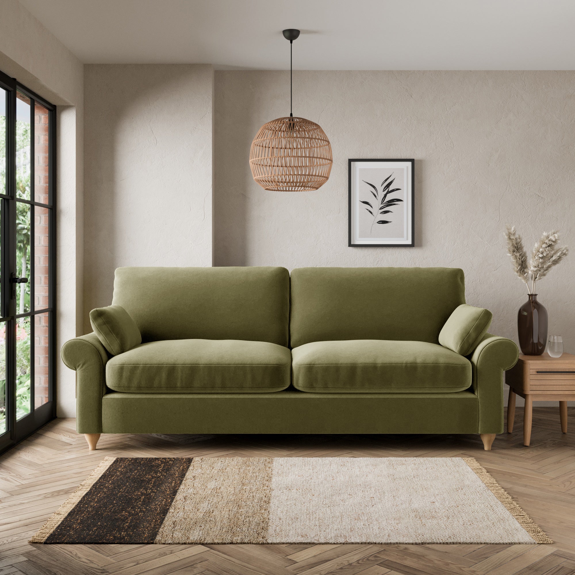 Salisbury Luxury Velvet 4 Seater Sofa Luxury Velvet Olive