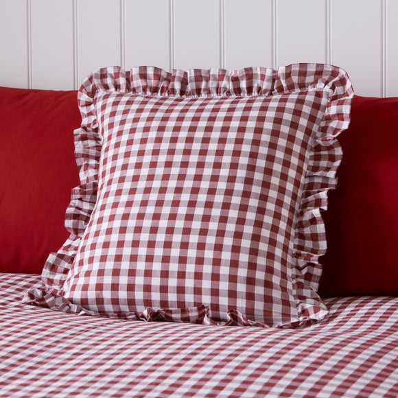 Portloe Frilled Cotton Square Cushion Cover