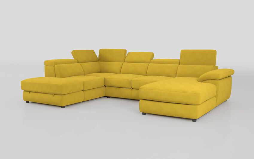 Green Fabric Norbello Corner Sofa Bed with Left Hand Facing Chaise and Right Hand Facing Storage Lounger and Otto