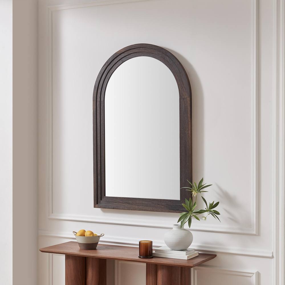 FurnitureboxUK Liora Walnut Wood Full Length 120x80cm Arch Mirror