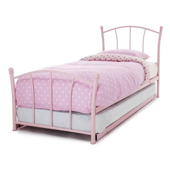 Penny Metal Single Bed With Guest Bed In Pink