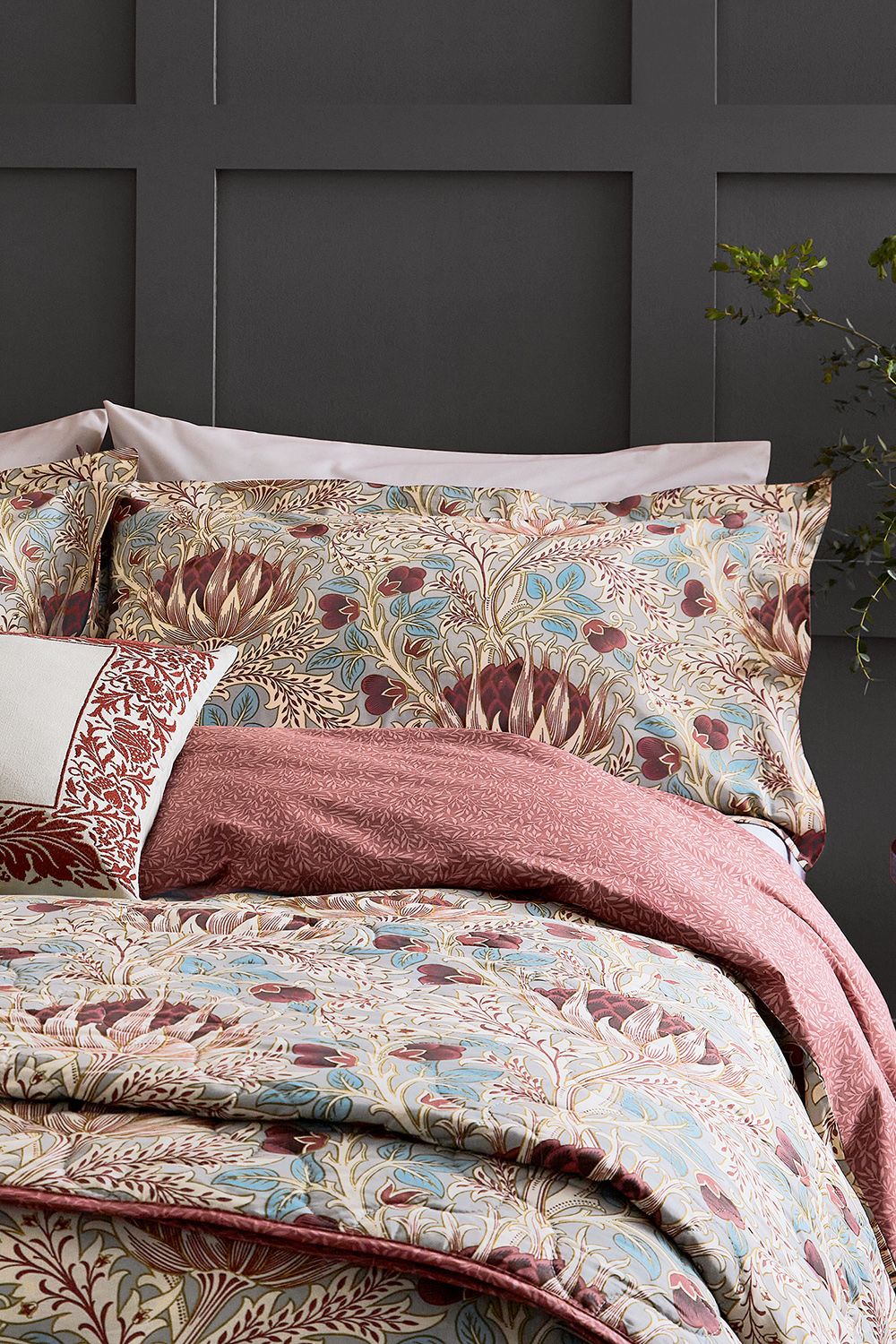 Morris & Co 'Artichoke' Cotton Duvet Cover Set in Mid Grey 2