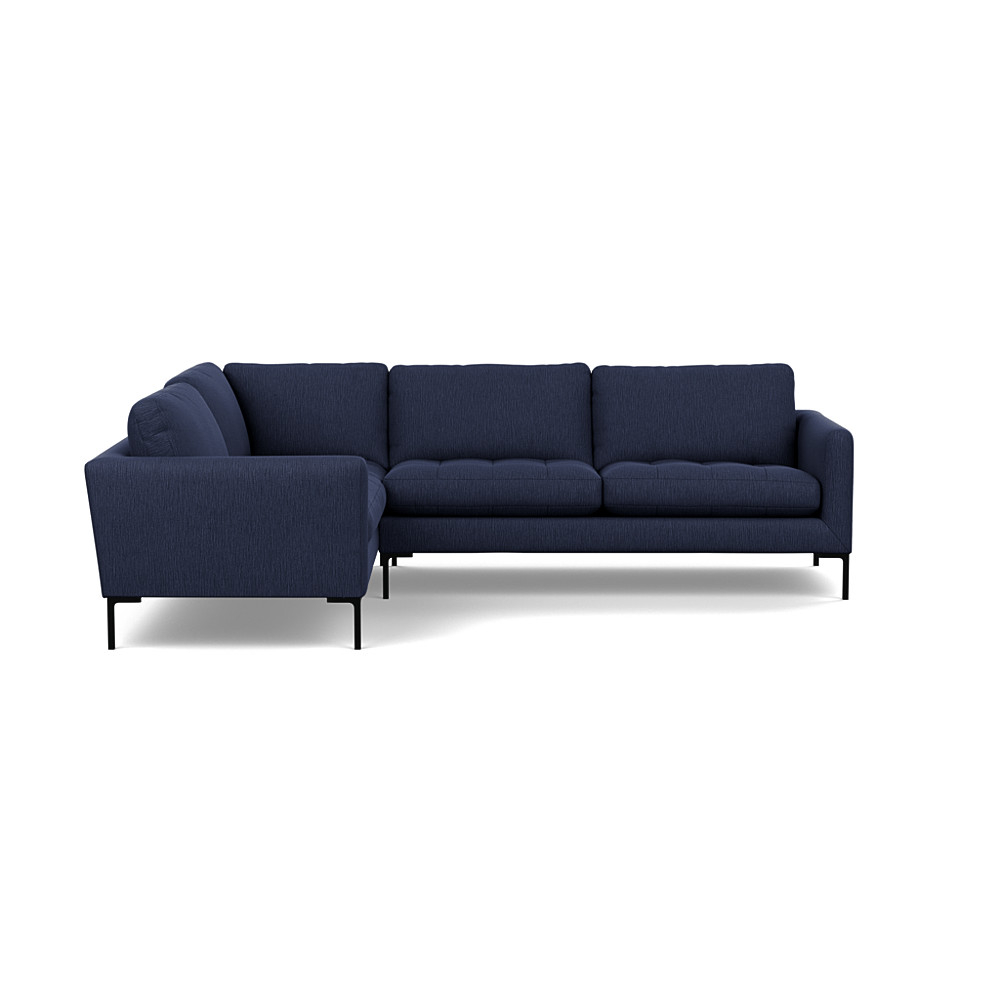 Heal's Eton Left Hand Facing Corner Sofa Smart Linen Mix Navy Black Feet