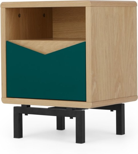 Louis Bedside Table, Oak & Green