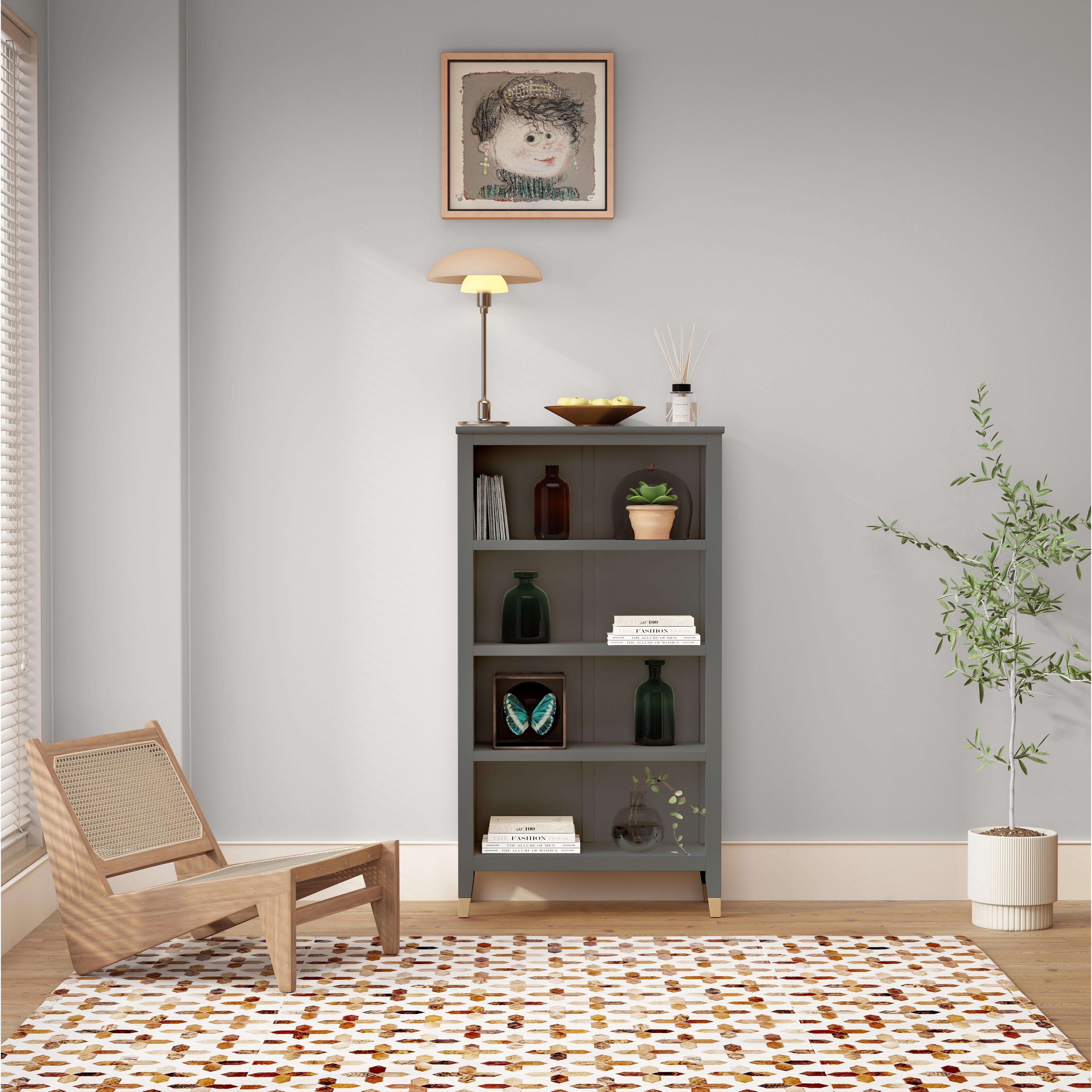 Cabinet Bits Palazzi 4 Tier Bookcase H127 W69 D25cm in Mid Grey
