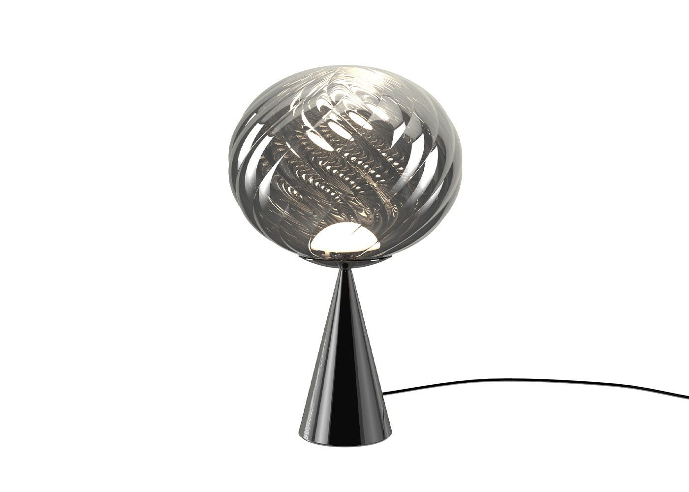 Tom Dixon Whirl LED Cone Fat Table Lamp Silver/Black