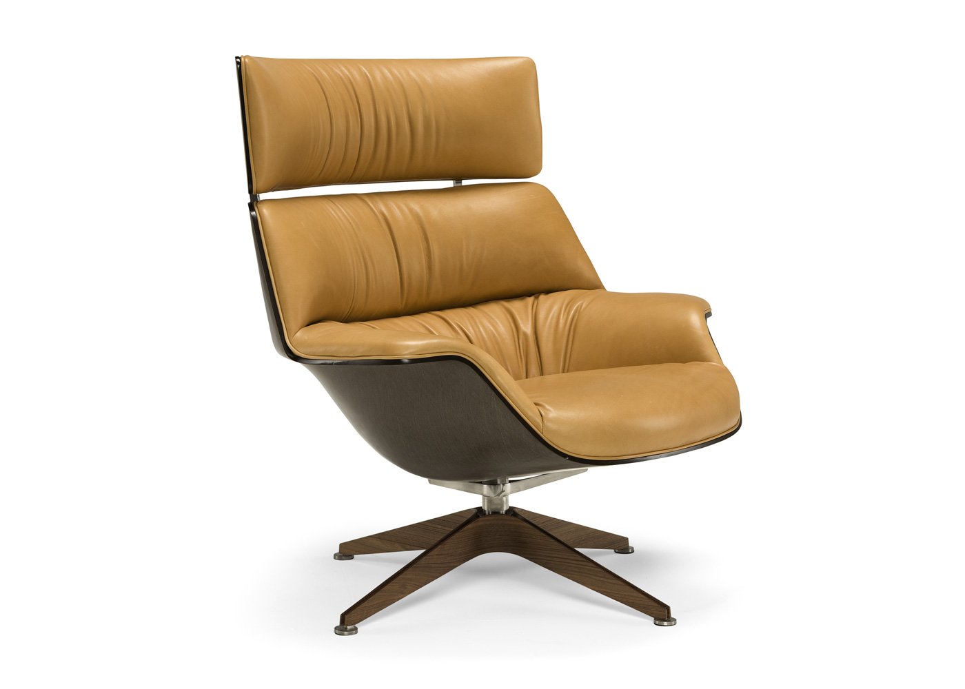 Amura Coach Armchair Leather Daino 001 Moce Canaletto Wood Composite Natural