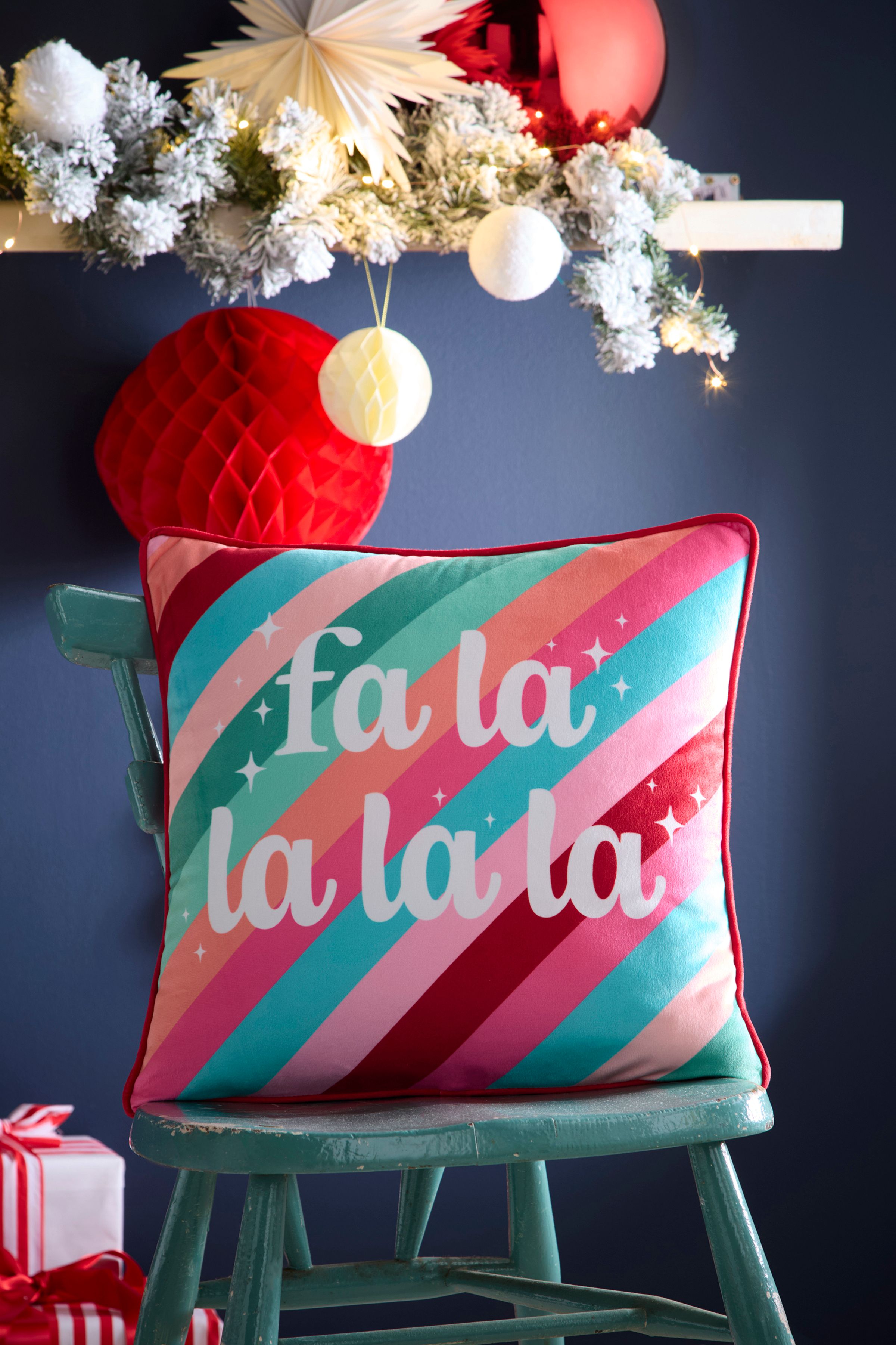 Fusion 'Fa La La' -Festive Velvet Filled Cushion