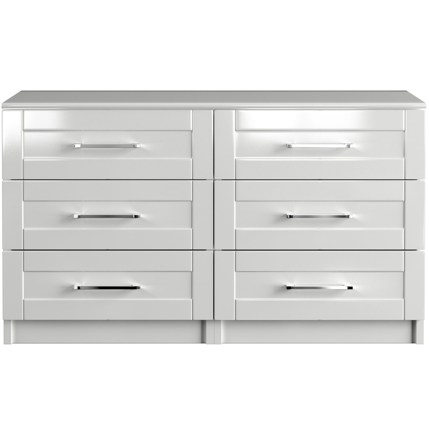 One Call Colby Gloss 3+3 Drawer Chest of Drawers - White