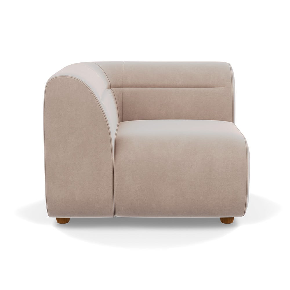 Heal's Lilli Corner Unit Left Module Smart Velvet Pebble Natural Beech Feet